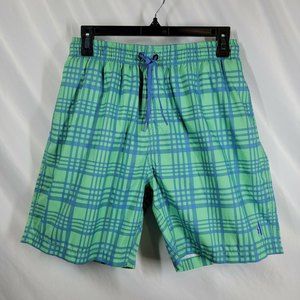 NWT Johnnie-O $69 Crossboy Half  Elastic Swim Trunk Shorts Fairway Plaid Small
